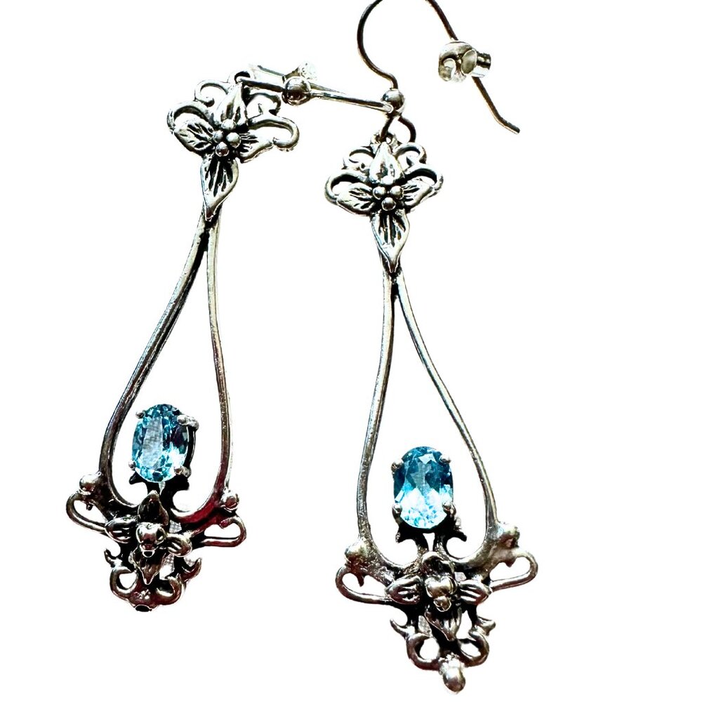 Timeless Beauty: Floral Aquamarine Drop Earrings